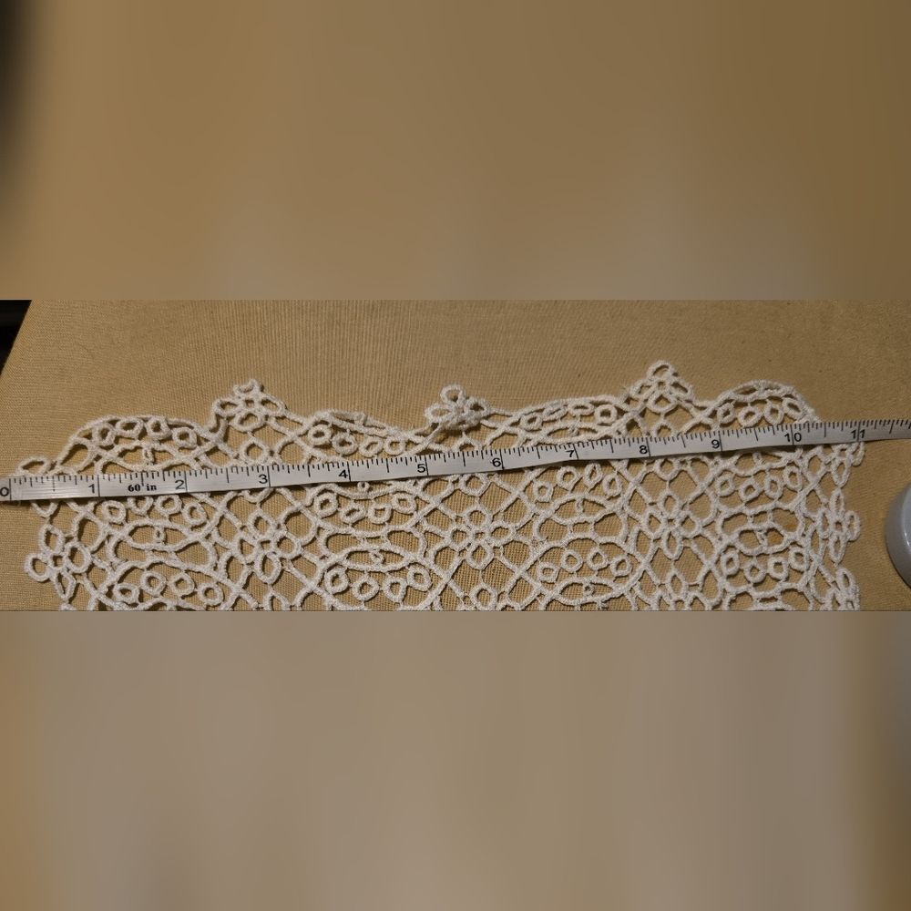 Vintage Handmade Off-White Rectangular Lacy Doily - Picture 4 of 4